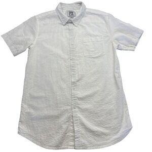 PX‎ Clothing Men's Size Med White Striped Short Sleeve Button-Up Shirt